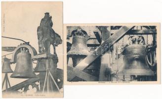 14 db RÉGI francia képeslap harangokkal / 14 pre-1945 French postcards with church bells