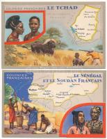 29 db RÉGI francia reklám nyomtatvány a gyarmati területekkel, hátoldalon leírásokkal / 29 pre-1945 ...