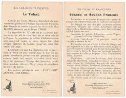 29 db RÉGI francia reklám nyomtatvány a gyarmati területekkel, hátoldalon leírásokkal / 29 pre-1945 ...