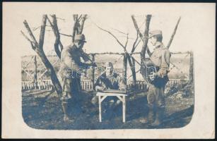 1916 I. világháború rögtönzött katonazenekar tagjai a fronton fotólap