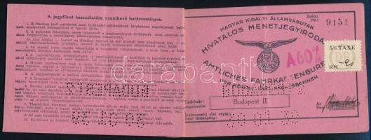 cca 1930 Magyar Királyi Államvasutak hivatalos menetjegyirodája által kiállított menetjegyfüzet