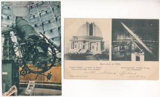 9 db régi francia képeslap obszervatóriumokkal (csillagvizsgáló), időjárásjelzőkkel, távcsövekkel / ...