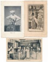 11 db régi francia képeslap ételekkel, gasztronómiával / 11 pre-1945 French postcards with food and gastronomy