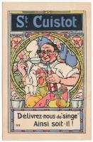 11 db régi francia képeslap ételekkel, gasztronómiával / 11 pre-1945 French postcards with food and ...