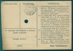 1946. Pénztárjegy Adópengő teljes sor 10.000AP (2x), 100.000AP, 1000.000AP, 10.000.000AP érvénytelen...