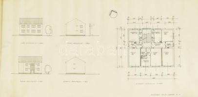 ca 1970 Csömör Deák Ferenc utca ház bontási és építési terve 3 db kb 50x36 cm