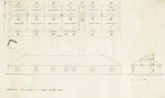 ca 1970 Csömör Deák Ferenc utca ház bontási és építési terve 3 db kb 50x36 cm