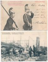 9 db régi francia képeslap vegyes minőségben: tűzoltók / 9 pre-1945 French postcards in mixed quality: firefighters