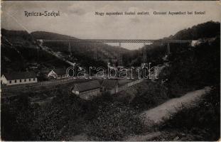 1907 Resica-Székul, Resita-Secu; Nagy aquaeduct (iparvasút a szén szállítására) Szekul mellett. Braumüller L. kiadása / industrial railway bridge (Rb)