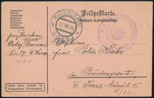 1915 Tábori posta levelezőlap "K.k. Landwehrinfanteriereg Ersatzbataillon / Gravosa Nr.37." + "DOBOJ b"