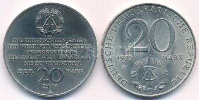 Német Demokratikus Köztársaság 1973A 20M Cu-Ni "Otto Grotewohl" + 1983A 20M Cu-Ni "Ka...
