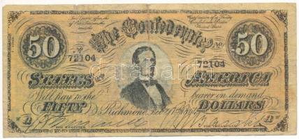 Amerikai Egyesült Államok / Richmond 1864. 50$ facsimile T:VG USA / Richmond 1864. 50 Dollars facsimile C:VG