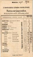 1890 (Vorläufer) Miskolc, A borsod-miskolczi gőzmalom részvény-társaság netto árjegyzéke, reklám. Forster Rezső