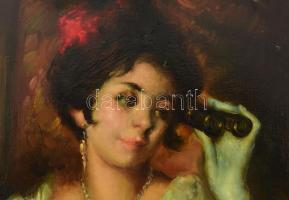 Kőszeghy Violetta Irinyi Gáborné (Budapest, 1932): Színházban. Olaj, vászon, jelzett, dekoratív kere...