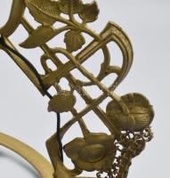 Antik öntöttvas csillár, középső nagy búrával, mely kézzel festett, kopott , kopással, d: 35 cm