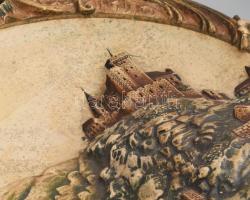 2 db antik fajansz dísztál, plasztikus tájkép díszítéssel. Kézzel festett, formaszámmal jelzett, kis...