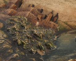 2 db antik fajansz dísztál, plasztikus tájkép díszítéssel. Kézzel festett, formaszámmal jelzett, kis...