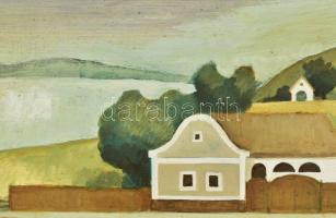 Benkő Cs. Gyula (1939-): Aszófő Balaton mellett. Olaj, farost, jelzett, hátoldalon a művész autográf...