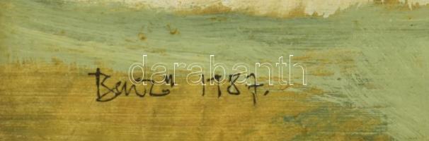 Benkő Cs. Gyula (1939-): Aszófő Balaton mellett. Olaj, farost, jelzett, hátoldalon a művész autográf...