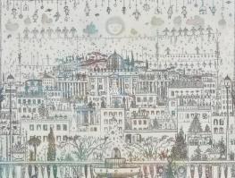 Gross Arnold: Római ünnep I.. Nyomat, papír. jelzett 19x24 cm Üvegezett keretben