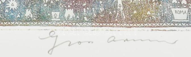 Gross Arnold: Római ünnep I.. Nyomat, papír. jelzett 19x24 cm Üvegezett keretben