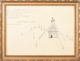 Szervátiusz Tibor (1930-2018): Karácsony. Toll, papír. Jelzett. 15x20 cm