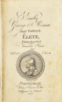 Tanárki János: Némelly görög és római nagy emberek' élete Plutárchusból - - által. Második darab. Pozsony,1807, Wéber Simon Péter, 1 (rézmetszetű címkép) t.+1( rézmetszetű díszcímlap) t. + 412 p. Korabeli félbőr-kötésben, kopott borítóval, az elülső szennylapon hiánnyal, névbélyegzésekkel.