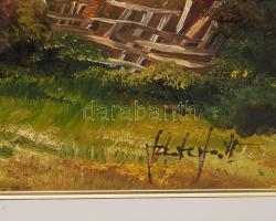 Fekete Zsolt (1964-): Kiránduló. Olaj, farost, jelzett, dekoratív fakeretben. 40×60 cm