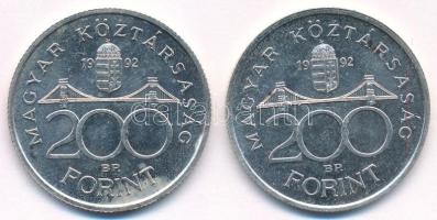 1992. 200Ft Ag "MNB" (2x) T:AU,XF kis patina 
Adamo F13