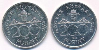 1992. 200Ft Ag "MNB" (2x) T:AU,XF kis patina 
Adamo F13