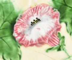 Körmöcbánya szecessziós talpas kínáló, fonódó levél- és virágmintákkal, jelzett, felső felületén rep...