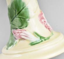 Körmöcbánya szecessziós talpas kínáló, fonódó levél- és virágmintákkal, jelzett, felső felületén rep...