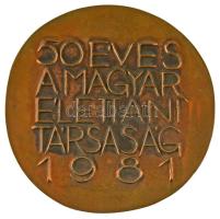 Horváth János (1940-) 1981. "50 éves a Magyar Élettani Társaság" kétoldalas bronz plakett ...