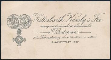 1917 Bp., Zitterbarth Károly és Fia arany-ezüstművesek és ékszerészek reklám levelezőlapja, hátoldal...