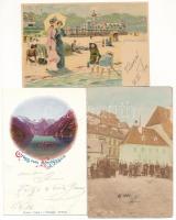 43 db főleg MODERN üdvözlő motívum képeslap (közte 14 db régi hosszú címzéses külföldi városkép) / 4...