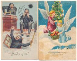 20 db RÉGI magyar karácsonyi és újévi üdvözlő képeslap vegyes minőségben / 20 pre-1945 Hungarian Christmas and New Year greeting postcards in mixed quality