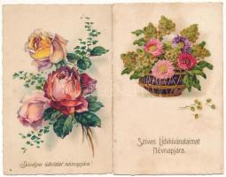 25 db RÉGI üdvözlő képeslap vegyes minőségben / 25 pre-1945 greeting postcards in mixed quality