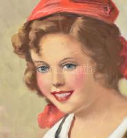 M. Gy. jelzéssel: Menyecske. Olaj, vászon, farostra kasírozva. 60x50 cm