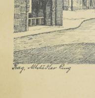 Karl Winkel (1899-1957): Prágai részlet. Nyomat, papír, jelzett a nyomaton. Üvegezett fakeretben. 28...