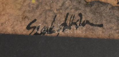 Jelzés nélkül: Rétegek. Vegyes technika, kollázs, papír, paszpartuban. 41x29 cm