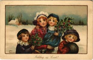 Boldog Új Évet! / Christmas greeting art postcard. Druck u. Verlag von B. Dondorf No. 433. litho s: Ethel Parkinson (EK)