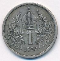 Ausztria 1893. 1K Ag "Ferenc József" T:VF patina 
Austria 1893. 1 Corona Ag "Franz J...