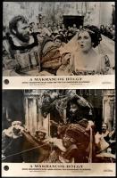 cca 1967 Shakespeare vígjátékából ,,A makrancos hölgy" című olasz - angol - amerikai film jelenetei és szereplői (Elizabeth Taylor, Richard Burton), 18 db vintage produkciós filmfotó ezüst zselatinos fotópapíron, a használatból eredő (esetleges) kisebb hibákkal, több képen barnás foltok, két kép felirat nélküli, 18x24 cm