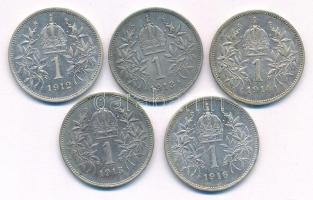 Ausztria 1912-1916. 1K Ag "Ferenc József" (5xklf) T:AU,XF patina
Austria 1912-1916. 1 Cor...