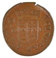 1706K-B Rézpoltúra "II. Rákóczi Ferenc" (2,45g) T:AU patina Hungary 1706. Poltura "Fr...
