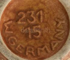 Retro német váza sárga-barna mázzal, jelzett, kis kopással, m: 15 cm