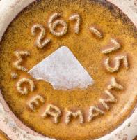 Retro német váza sárgás barna mázzal, jelzett, kis kopással, m: 15 cm