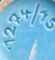 Retro német váza türkizkék mázzal, jelzett, hibátlan, m: 15,5 cm