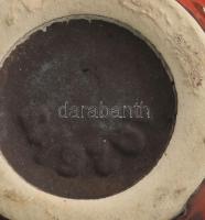 Retro német váza elfolyt vörös mázzal, jelzett, kis kopással, m: 15 cm