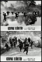 cca 1976 ,,Kovpak előretör" című szovjet film jelenetei és szereplői, 21 db vintage produkciós filmfotó ezüst zselatinos fotópapíron, a használatból eredő (esetleges) kisebb hibákkal, 18x24 cm